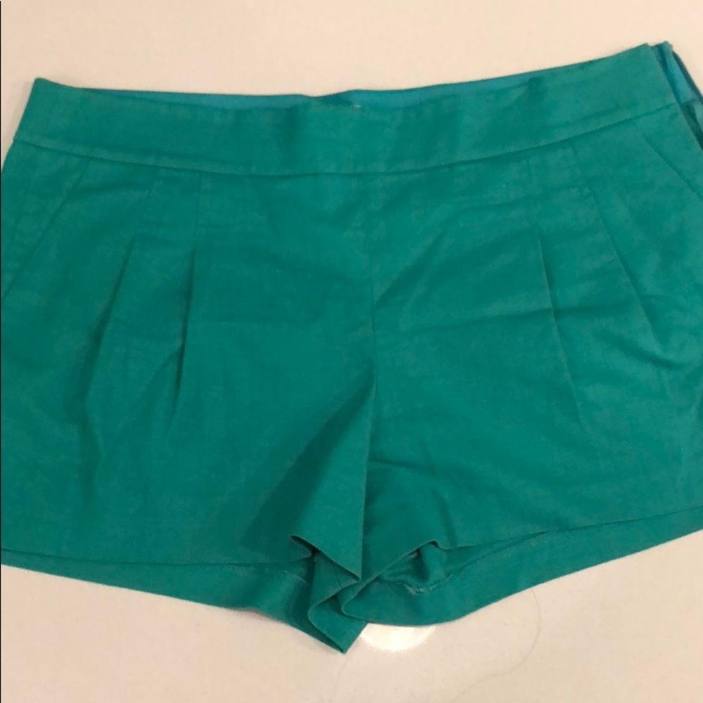 Turquoise linen J.Crew shorts